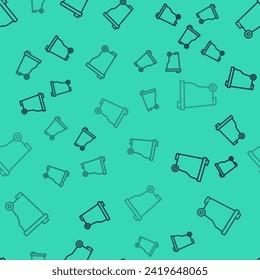 Black line Trash can icon isolated seamless pattern on green background. Garbage bin sign. Recycle basket icon. Office trash icon.  Vector