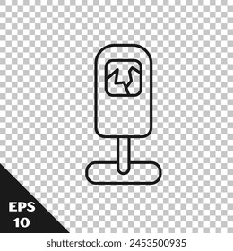 Línea negra Icono de papelera aislado sobre fondo transparente. Cartel del cubo de basura. Icono de reciclar cesta. Icono de papelera de oficina.  Vector