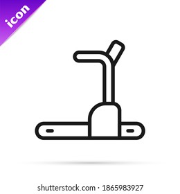 Black line Treadmill machine icon isolated on white background.  Vector