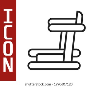 Icono de la máquina Treadmill de línea negra aislado en fondo blanco.  Vector