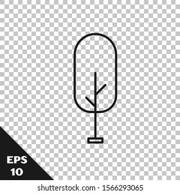 Black line Tree icon isolated on transparent background. Forest symbol.  Vector Illustration