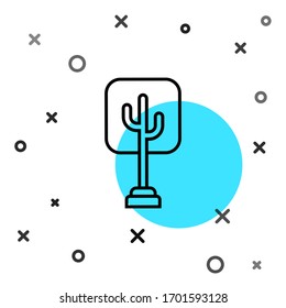 Black line Tree icon isolated on white background. Forest symbol. Random dynamic shapes. Vector Illustration