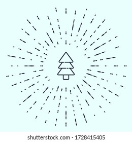Black line Tree icon isolated on grey background. Forest symbol. Abstract circle random dots. Vector Illustration