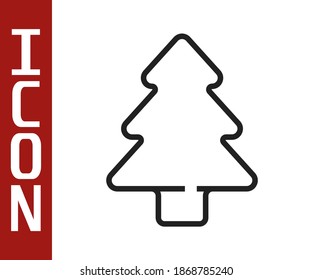 Black line Tree icon isolated on white background. Forest symbol.  Vector