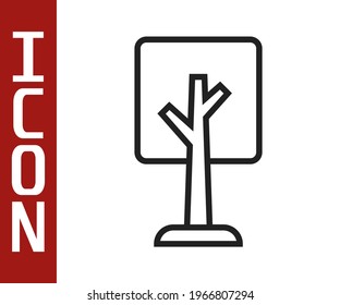 Black line Tree icon isolated on white background. Forest symbol.  Vector