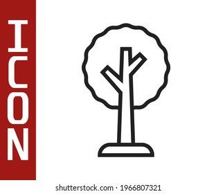 Icono del árbol de línea negra aislado en fondo blanco. Símbolo de bosque.  Vector