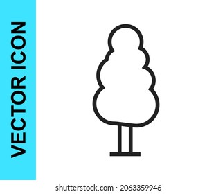 Black line Tree icon isolated on white background. Forest symbol.  Vector