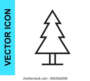 Black line Tree icon isolated on white background. Forest symbol.  Vector