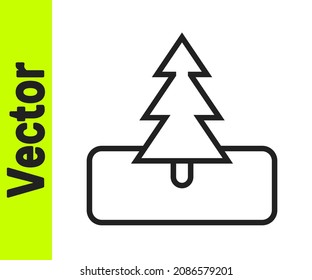 Icono del árbol de línea negra aislado en fondo blanco. Símbolo de bosque.  Vector
