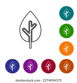 Black line Tree icon isolated on white background. Forest symbol. Set icons in color circle buttons. Vector