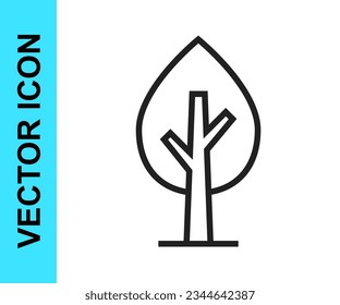 Black line Tree icon isolated on white background. Forest symbol.  Vector