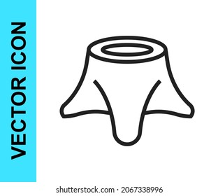 Black line Tree stump icon isolated on white background.  Vector