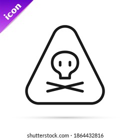 Icono tóxico de advertencia de triángulo de línea negra aislado en fondo blanco.  Vector