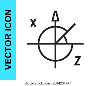 Black line Trigonometric circle icon isolated on white background.  Vector