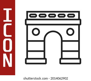 Black line Triumphal Arch icon isolated on white background. Landmark of Paris, France.  Vector