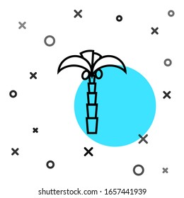 Black line Tropical palm tree icon isolated on white background. Coconut palm tree. Random dynamic shapes. Vector Illustration