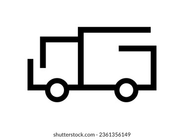 Black line truck shipping icon flat vector design