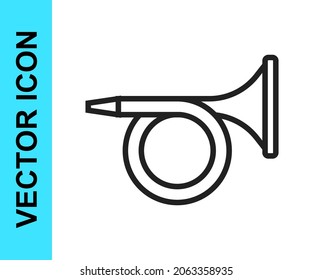 Black line Trumpet icon isolated on white background. Musical instrument.  Vector