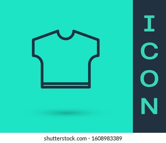 Black line T-shirt icon isolated on green background.  Vector Illustration