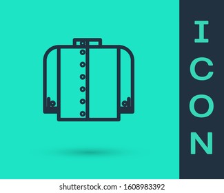 Black line T-shirt icon isolated on green background.  Vector Illustration