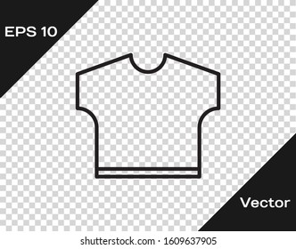 Black line T-shirt icon isolated on transparent background.  Vector Illustration