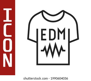 Black line T-shirt icon isolated on white background.  Vector