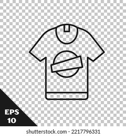 Black line T-shirt icon isolated on transparent background.  Vector