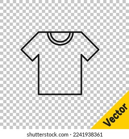 Black line T-shirt icon isolated on transparent background.  Vector