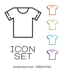 Black line T-shirt icon isolated on white background. Set icons colorful. Vector Illustration
