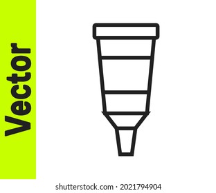 Black line Tube with paint palette icon isolated on white background.  Vector