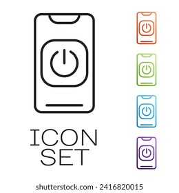 Black line Turn off robot from phone icon isolated on white background. Set icons colorful. Vector