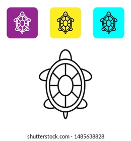 Black line Turtle icon isolated on white background. Set icons colorful square buttons. Vector Illustration