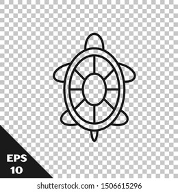 Black line Turtle icon isolated on transparent background.  Vector Illustration