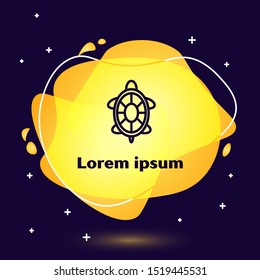 Black line Turtle icon isolated on dark blue background. Abstract banner with liquid shapes. Vector Illustration