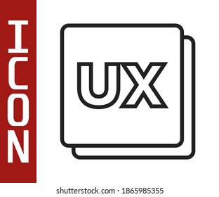 Icono de diseño de la interfaz de usuario de línea negra o UX aislado en fondo blanco.  Vector
