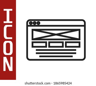 Black line UI or UX design icon isolated on white background.  Vector