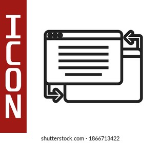 Black line UI or UX design icon isolated on white background.  Vector