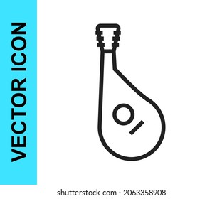 Black line Ukrainian traditional musical instrument bandura icon isolated on white background.  Vector