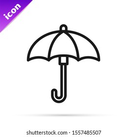 Black line Umbrella icon isolated on white background. Waterproof icon. Protection, safety, security concept. Water resistant symbol.  Vector Illustration