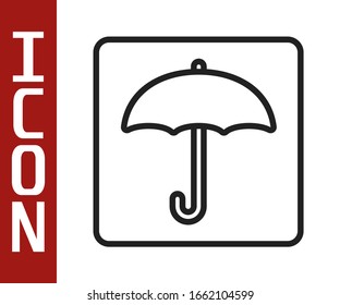 Black line Umbrella icon isolated on white background. Waterproof icon. Protection, safety, security concept. Water resistant symbol.  Vector Illustration
