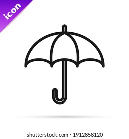 Black line Umbrella icon isolated on white background. Insurance concept. Waterproof icon. Protection, safety, security concept.  Vector