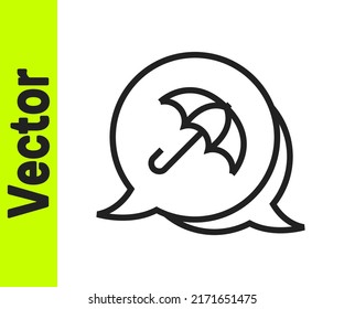 Black line Umbrella icon isolated on white background. Insurance concept. Waterproof icon. Protection, safety, security concept.  Vector