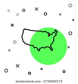 Black line USA map icon isolated on white background. Map of the United States of America.  Vector