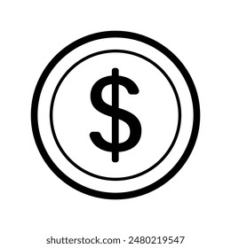 Black Line USD Dollar money currency icon clipart in vector USA money for business, finance, web site interface, infographic decoration elements vector illustration