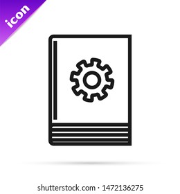 Black line User manual icon isolated on white background. User guide book. Instruction sign. Read before use.  Vector Illustration