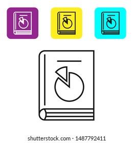 Black line User manual icon isolated on white background. User guide book. Instruction sign. Read before use. Set icons colorful square buttons. Vector Illustration