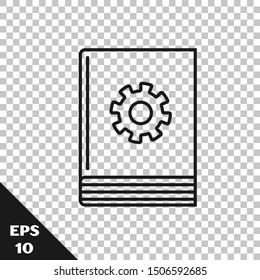Black line User manual icon isolated on transparent background. User guide book. Instruction sign. Read before use.  Vector Illustration