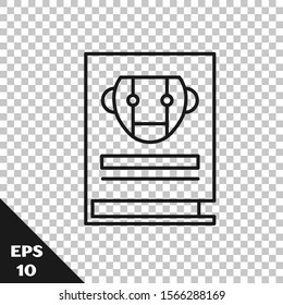 Black line User manual icon isolated on transparent background. User guide book. Instruction sign. Read before use.  Vector Illustration