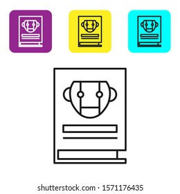 Black line User manual icon isolated on white background. User guide book. Instruction sign. Read before use. Set icons colorful square buttons. Vector Illustration