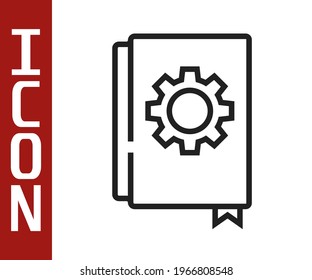 Icono de manual de usuario de línea negra aislado en fondo blanco. Guía de usuario. Signo de instrucciones. Leer antes de usar.  Vector